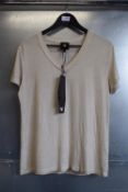 *NU Cayla Ruth Beige V-Neck T-Shirt Size: S, RRP: £45