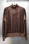 *Religion Brown Sequin Jumper Size: M/12, RRP: £85