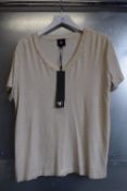 *NU Cayla Ruth Beige V-Neck T-Shirt Size: L, RRP: £45