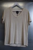 *NU Cayla Ruth Beige V-Neck T-Shirt Size: M, RRP: £45