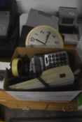 *Quantity of Assorted Office Supplies Including Calculators, Tape Measures, Clock, etc.