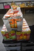 *22x 1L Cartons of Orange Juice, and 25x 1L Cartons of Apple Juice (used by dates April and May)