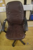 *Brown Faux Leather Swivel Office Chair