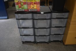 *3x Plastic Four Tier Storage Units
