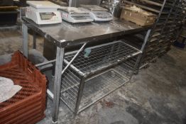 *Stainless Steel Topped Mobile Preparation Table with Upstand to Rear 175x62cm x 99cm work height