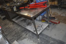 *Mobile Stainless Stel Preparation Table with Undershelf 206x70cm x 94cm work height