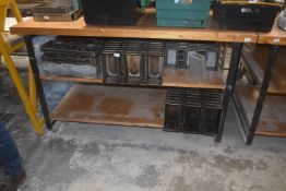 *Steel Framed Bakers Table with Pine Top and Undershelves 180x90cm x 100cm work height