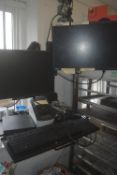 *Dell Desktop PC with Wall Mount, 2x Samsung Monitors, Brother Label Printer, Keyboard, and Mouse