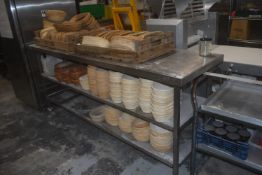 *Mobile Stainless Steel Preparation Table with 2x Undershelves 210x60cm x 100cm work height