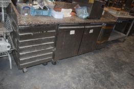 *Tefcold Stainless Steel Refrigerated Preparation Cabinet with Granite Worktop 203x80cm x 93cm high