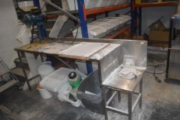 *Stainless Steel Preparation Table with Splashback and Appliance Gap 210x60cm x 93cm work height (