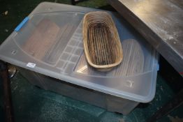*Plastic Tub Containing Assorted Wooden Trays