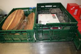 *Contents of 3x Plastic Crates to Include Wooden Serving Platters, Glasses, Teapots, etc.