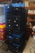 *Commercial Four Wheel Trolley and a Quantity of Blue Plastic Trays