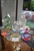 7x Glass Paperweights Including Medina