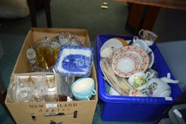 2x Boxes of Vintage Pottery and Glassware