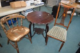 Piecrust Table and 2x Chairs