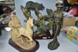 3x Composite Sculptural Figurines