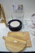 Kitchenware Including Chopping Boards, Dining Plates, and Glassware
