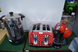 Kitchenware Including Four Slice Toaster, Igenix Water Boiler, and a Dolce Gusto Coffee Machine