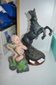 Figure of Lord of the Rings Smeagol, and a Figure of a Stallion