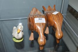 2x Wooden Ducks and a Beswick Beatrix Potter Puddle Duck