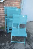 Four Folding Mesh Back Garden Chairs