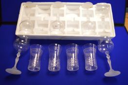 Set of 6x Frosted Wine Glasses and 4x Etched Glasses
