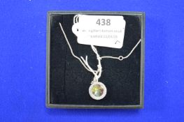 Sterling Silver Chain & Locket Inset with Gemstones, and “Love You” on Reverse