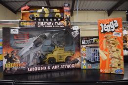 4x New Toys Including Combat Mission Tank, Gound & Air Attack, Jenga and a Gadget Prison