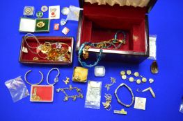 Jewellery Box Containing Assorted Costume Jewellery, Wristwatches, etc.