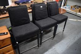 3x Black Fabric Cushioned Breakfast Bar Chairs