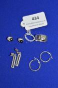 Assorted Silver Jewellery Including 3x Pairs of Earrings, and a Ring ~14g total