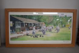 Framed Watercolour of South Cave Bowling Club 1999 by Slyvester