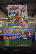 4x New Kid’s Games Including Bingo, Draughts, Labyrinth, and Pop Up Pirate