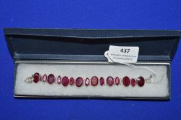 Sterling Silver Bracelet Inset with Rhodolite Garnets