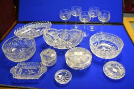 Glass Bowls, Dishes, and Wine Glasses