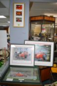 Framed Ferrari Motor Racing Prints Including Some Signed by Eddie Irvin