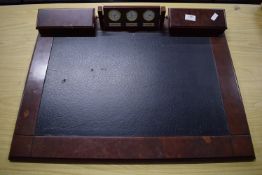 Vintage Wooden Desk Blotter with Dark Leather Insert (AF)