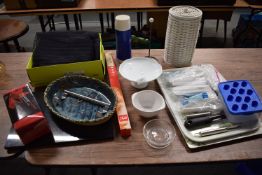 Quantity of Kitchenware Including Copping Board, Casserole Dish, Plastic Cutlery, etc.