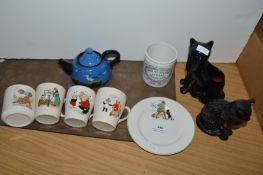 Vintage Pottery Items Including Children’s Mugs, etc.