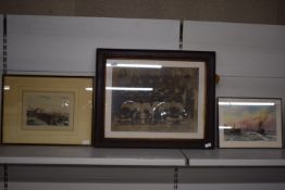 3x Framed Artworks Including Hull & District Champion 1919/20, Hull Dock, etc.