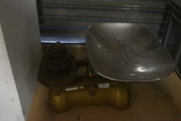 Vintage Brass Balance Scales with Weights