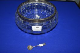 Cuit Glass Fruit Bowl with Hallmarked Silver Rim