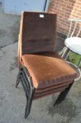 4x Stacking Brown Upholstered Chairs