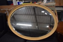 Large Wooden Framed Oval Bevelled Edge Mirror