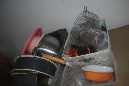 4x Plastic Boxes Containing Kitchen Utensils, and Implements