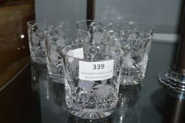 6x Etched Glass Tumbler with Fascia Design