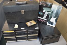 Cassette Tapes with Storage Boxes and CD Player, etc.