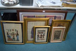 Framed Egyptian Papyrus Pictures etc.